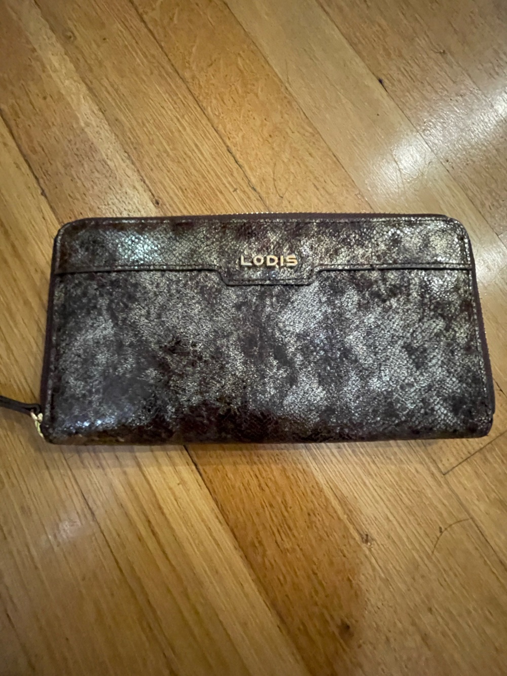 LODIS Metallic Goldish Brown Zippy Wallet never used!